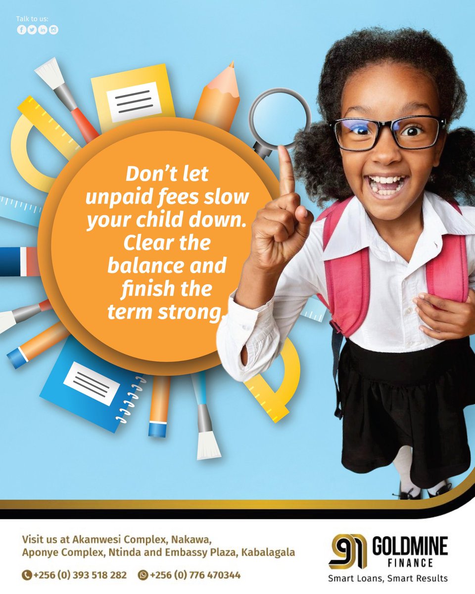 The term is moving fast ⏩ but unpaid balances can hold your child back 📚. With our #SchoolFeesLoan, you can settle those fees and keep your #child focused on #learning🎯.

We offer fast processing⚡, flexible repayment💸, and peace of mind 😊 so your family stays on track.