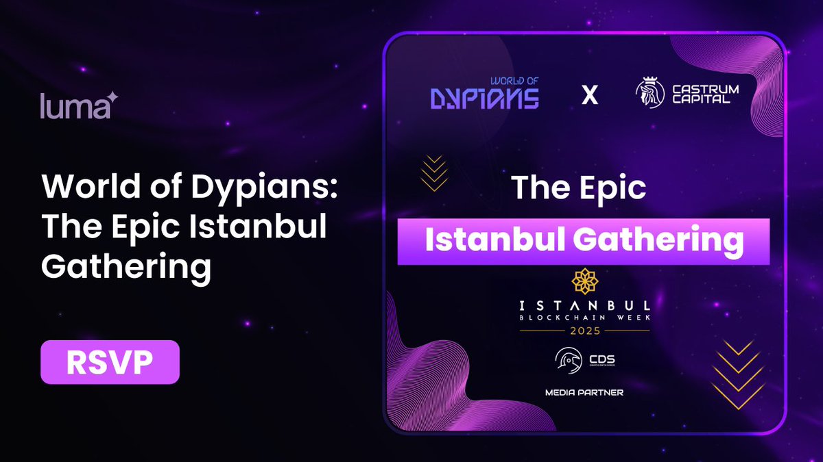 Castrum Istanbul (@castrumistanbul) on Twitter photo Dear #Crypto Community,
🔥 We’re thrilled by the incredible demand for our epic night on June 27 – thank you for the amazing support!
⚠️ Please note: Spots are LIMITED and will be allocated on a First Come, First Served (FCFS) basis.
👉Hosted by <a href="/worldofdypians/">World of Dypians</a> and Castrum. Dear #Crypto Community,
🔥 We’re thrilled by the incredible demand for our epic night on June 27 – thank you for the amazing support!
⚠️ Please note: Spots are LIMITED and will be allocated on a First Come, First Served (FCFS) basis.
👉Hosted by <a href="/worldofdypians/">World of Dypians</a> and Castrum.