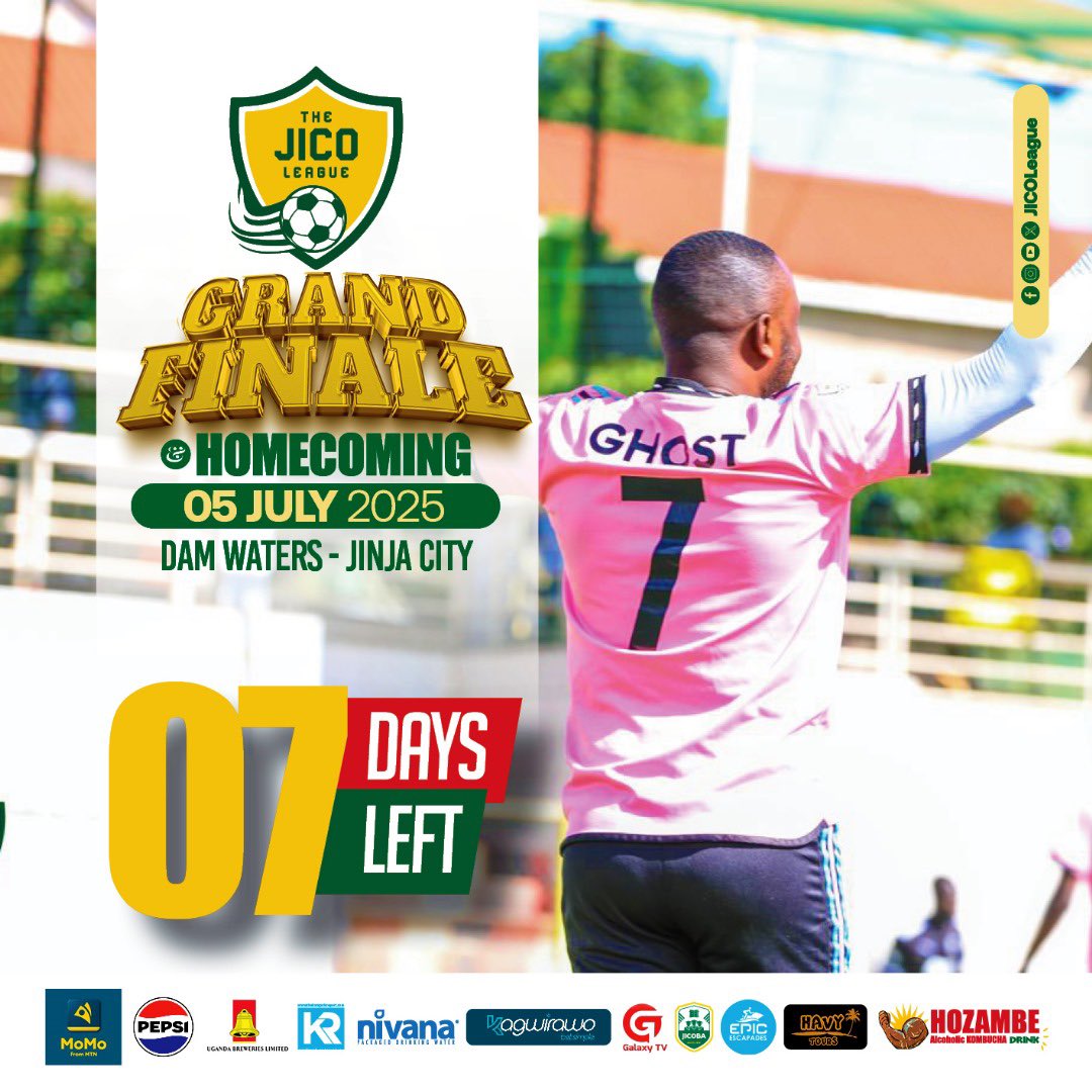 7 Days to D-Day!
In football, true victory lies in friendship and giving it your all. No one ever regrets leaving it all on the pitch. Let’s gear up to celebrate effort, unity, and vibes together!

#TJLGrandeFinaleSn3 🔥
#DamWaters #Reconnecting #Musanvu7 #JinjaCity #Homecoming