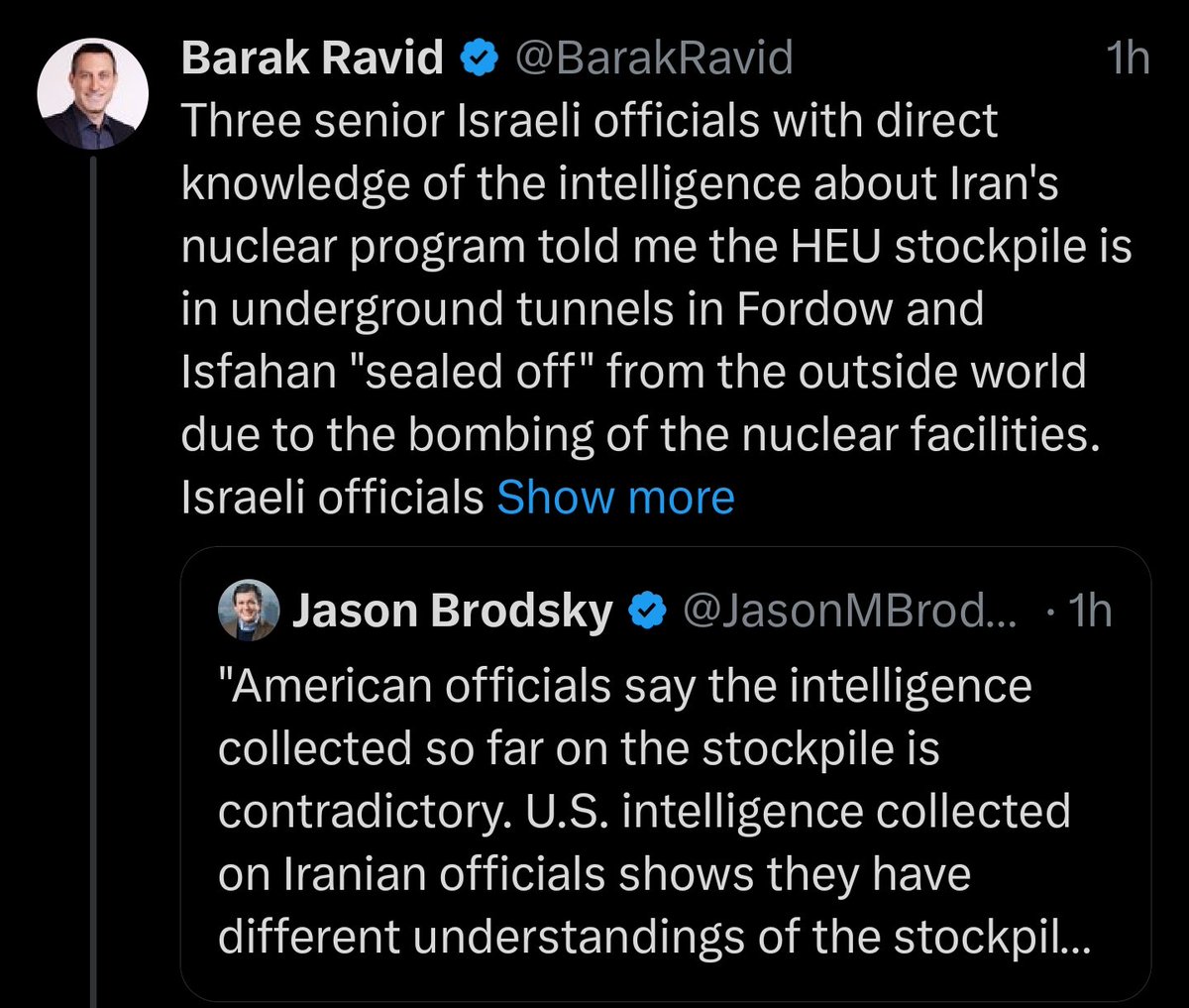 Disinformation Tracker (@disinfo_tracker) on Twitter photo <a href="/BarakRavid/">Barak Ravid</a> Senior Israeli officials say that American officials disagree with US intelligence on Iranian officials assessment of leaked Israeli intelligence on American officials reporting on Iranian intelligence on Israeli officials. <a href="/BarakRavid/">Barak Ravid</a> Senior Israeli officials say that American officials disagree with US intelligence on Iranian officials assessment of leaked Israeli intelligence on American officials reporting on Iranian intelligence on Israeli officials.