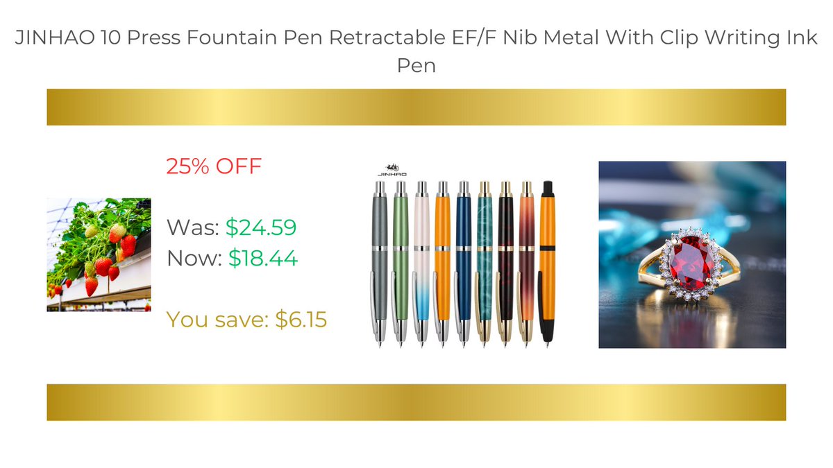 JonArauzo's tweet image. JINHAO 10 Press Fountain Pen Retractable EF/F Nib Metal With Clip Writing Ink Pen

Buy it now:

s.click.aliexpress.com/e/_onAym82

#fountainpen #retractable #ink #pen #clip #forsale #buynow #product #discount #aliexpress #shopping #smallbusiness #marincounty #california
