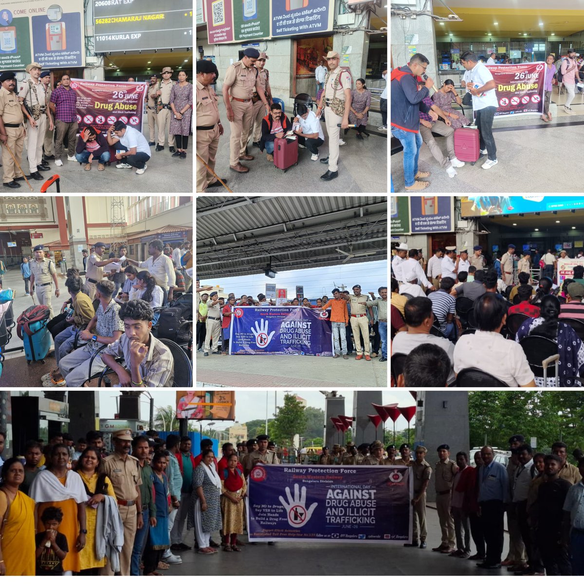 #JANJAGARAN: RPF/Bengaluru Division held an awareness drive on the International Day Against Drug Abuse &amp; Illicit Trafficking across Bengaluru. Flag marches with GRP, banners, announcements &amp; Nukkad Natakas to promote anti-drug policies! <a href="/RPF_INDIA/">RPF INDIA</a>