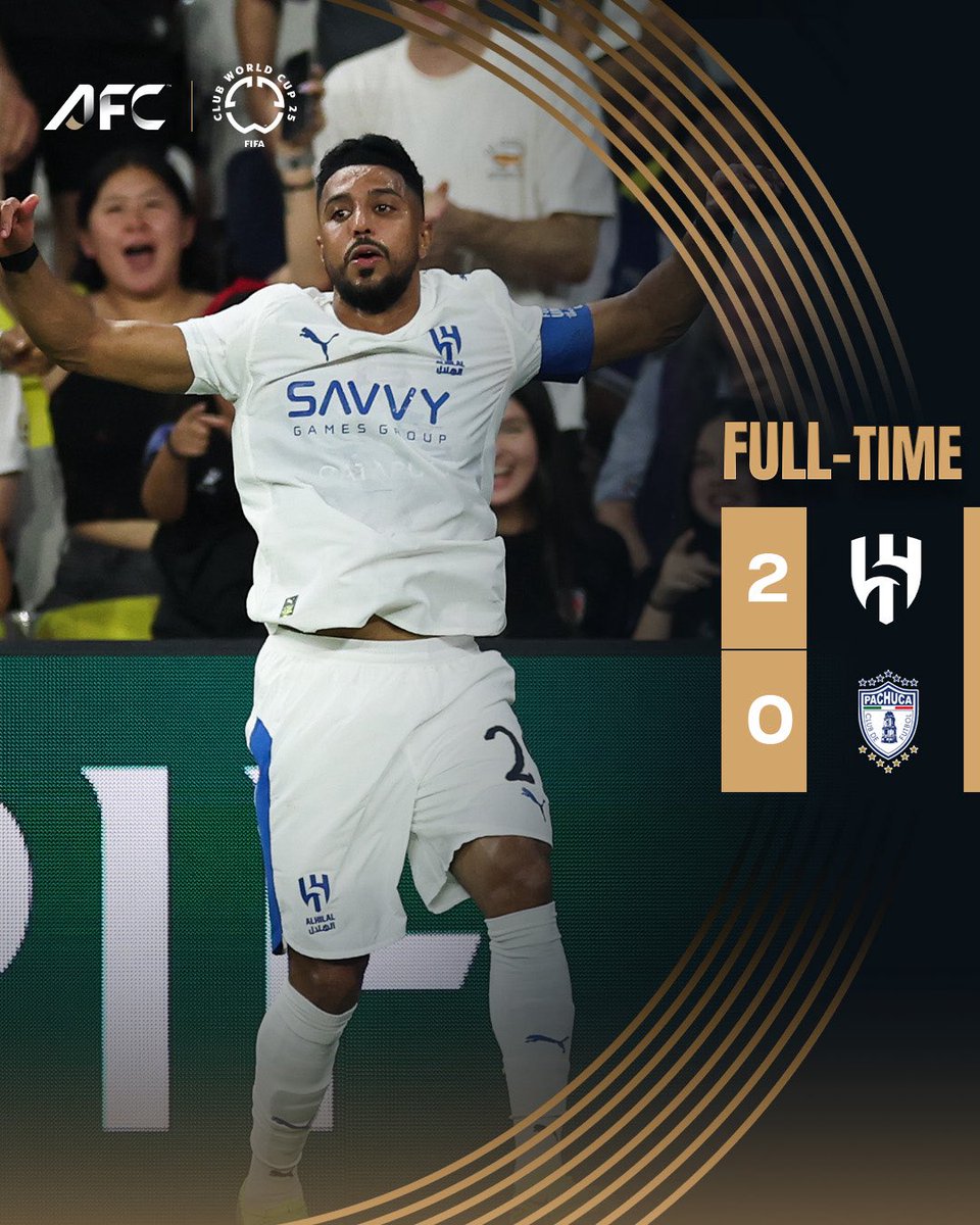 theAFCCL_ar's tweet image. نهاية المباراة | 🇸🇦 الهلال 2️⃣-0️⃣ باتشوكا 🇲🇽
الهلال السعودي يضرب بثنائية نظيفة ويحجز مقعده في دور الـ16 من كأس العالم للأندية كممثل وحيد للقارة الآسيوية 🤩