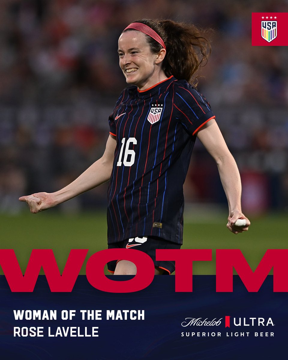 USWNT's tweet photo. 🗣️🗣️ ROSEEEEEE our @MichelobULTRA Woman of the Match! https://t.co/oklQWS70C4