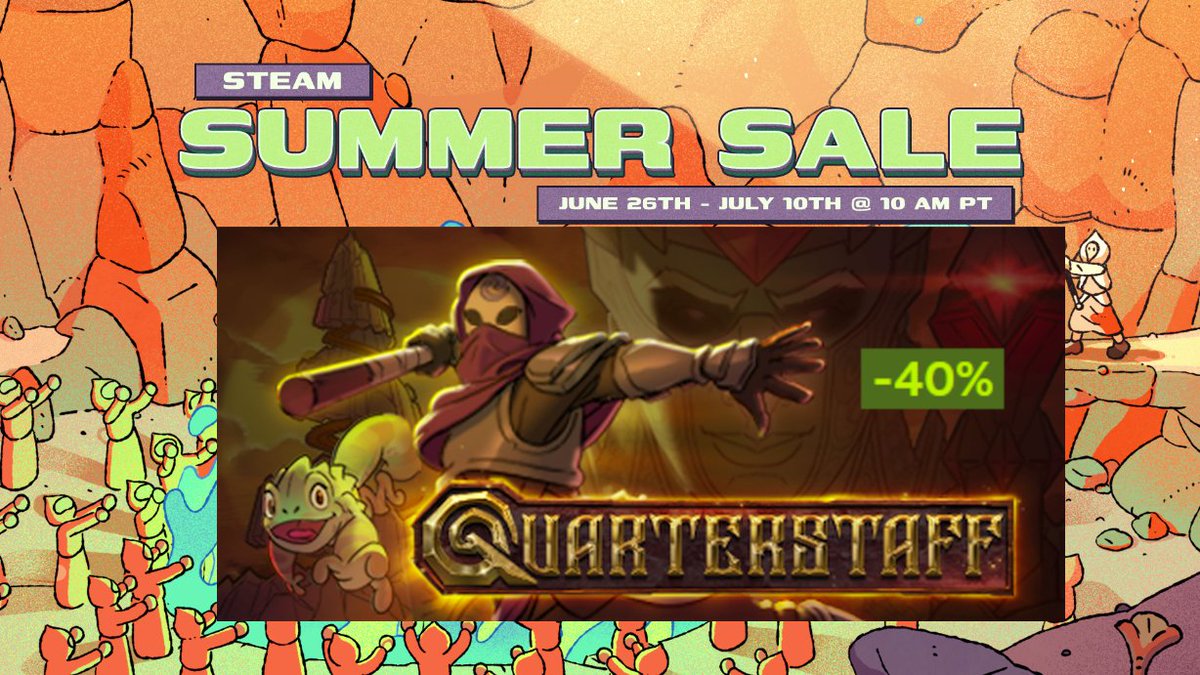 Do you like thought-provoking turn-based tactics? Do you value your free time too much to let your gaming hours be ruined by random number generators?

Check out the FREE Quarterstaff Demo on Steam. If you like it, you can save 40% off during the #SteamSummerSale
#IndieGameDev