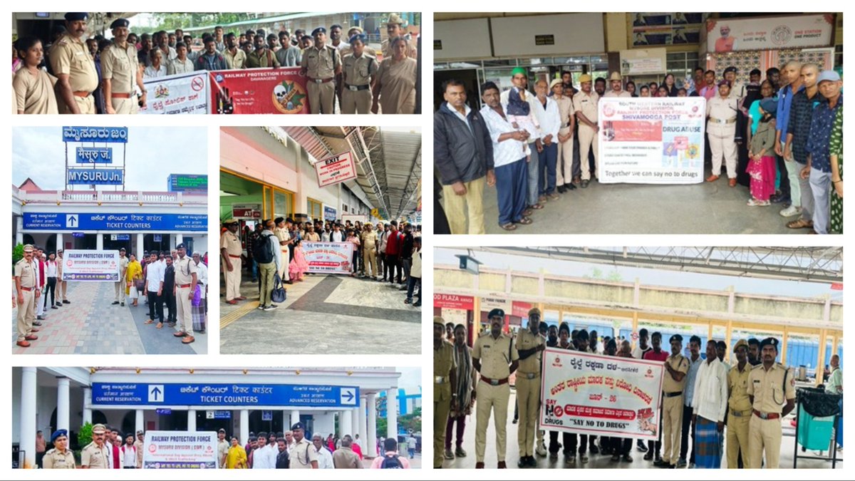 #JANJAGARAN: RPF/Mysore Division conducted an awareness program on the International Day against drug abuse. During the campaign, the public was educated about the ill effects of drug consumption at the following various locations of the Mysore Division. <a href="/RPF_INDIA/">RPF INDIA</a>