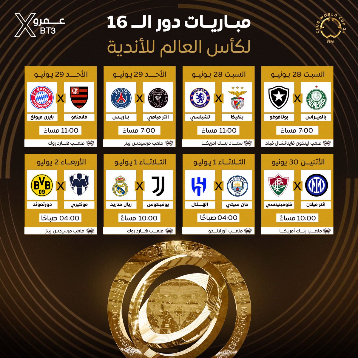 🚨🚨🚨🚨🚨🚨🚨🚨🚨🚨🚨🚨🚨🚨🚨

عااااااااااااااااااااااااااااااااااااااااااااااااااااااااااااجل — رسميًا :

مباريات دور الـ16 في كأس العالم للأندية رسميًا! ⚽️

كل شيء حُسم رسميًا!!!!!!!!

كل المواعيد &amp; الملاعب &amp; التاريخ تجدها

• لايك واحفظها عندك ♥️

😱😱😱😱😱😱😱😱😱😱😱😱😱😱