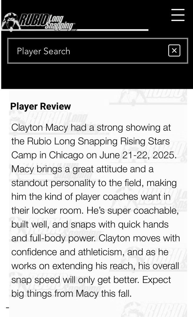 Clayton_Macy_36's tweet image. Thank you @TheChrisRubio for the review and the ranking. Happy to say that I finished in the top 10 for the 40 and 5-10-5 at the Rising Stars Showcase. More work to do and ready to focus on generating more power and consistent snap times. @RSHS_Football @SummitGrapplers @swobo…