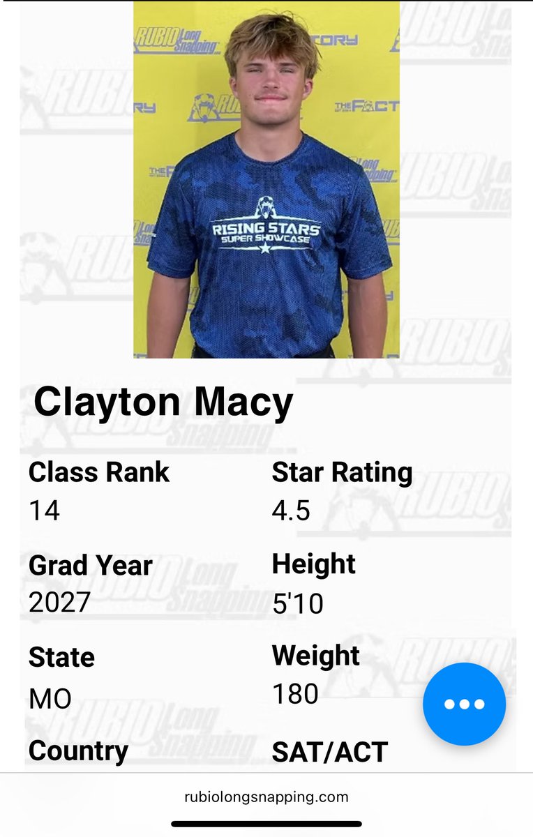 Clayton_Macy_36's tweet image. Thank you @TheChrisRubio for the review and the ranking. Happy to say that I finished in the top 10 for the 40 and 5-10-5 at the Rising Stars Showcase. More work to do and ready to focus on generating more power and consistent snap times. @RSHS_Football @SummitGrapplers @swobo…