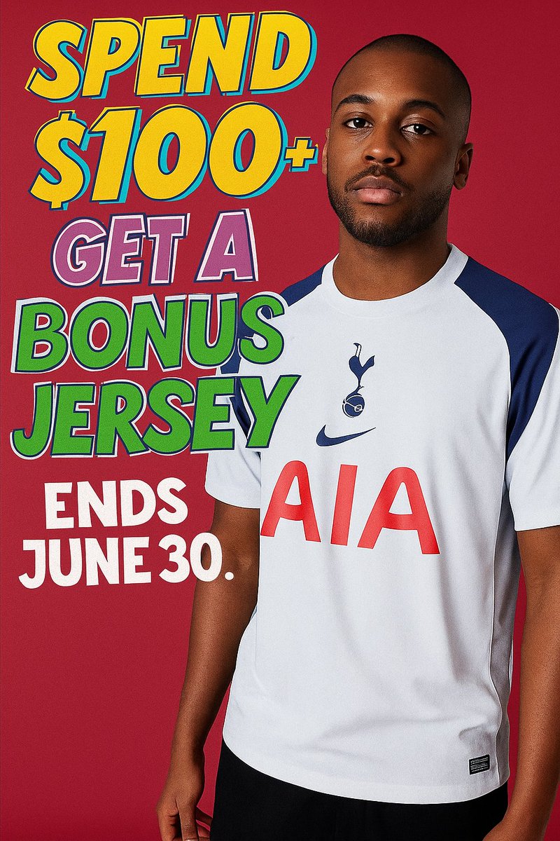 Soccerdealshop1's tweet image. 🔥⚽️ SPEND $100+ GET A BONUS JERSEY FREE! Mix styles, refresh your squad's look. Premium gear, no extra cost. Ends June 30. #JuneGoals #SquadStyle 🆓⚡