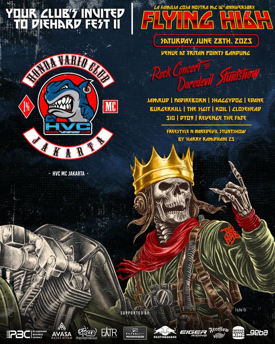 •••
Happy 16th Anniversary @cosanostra_mc_indonesia
Hiuners ready to FLYING H16H🛠️

See you at #D13HARD festival

Absolute Brotherhood

©2025 Honda Vario Club Jakarta

#HVCJakarta #HondaVarioClub #HVCIndonesia #HVC #HVCI #hondacommunity #AsosiasiHondaJakarta #AHJ #HFFH