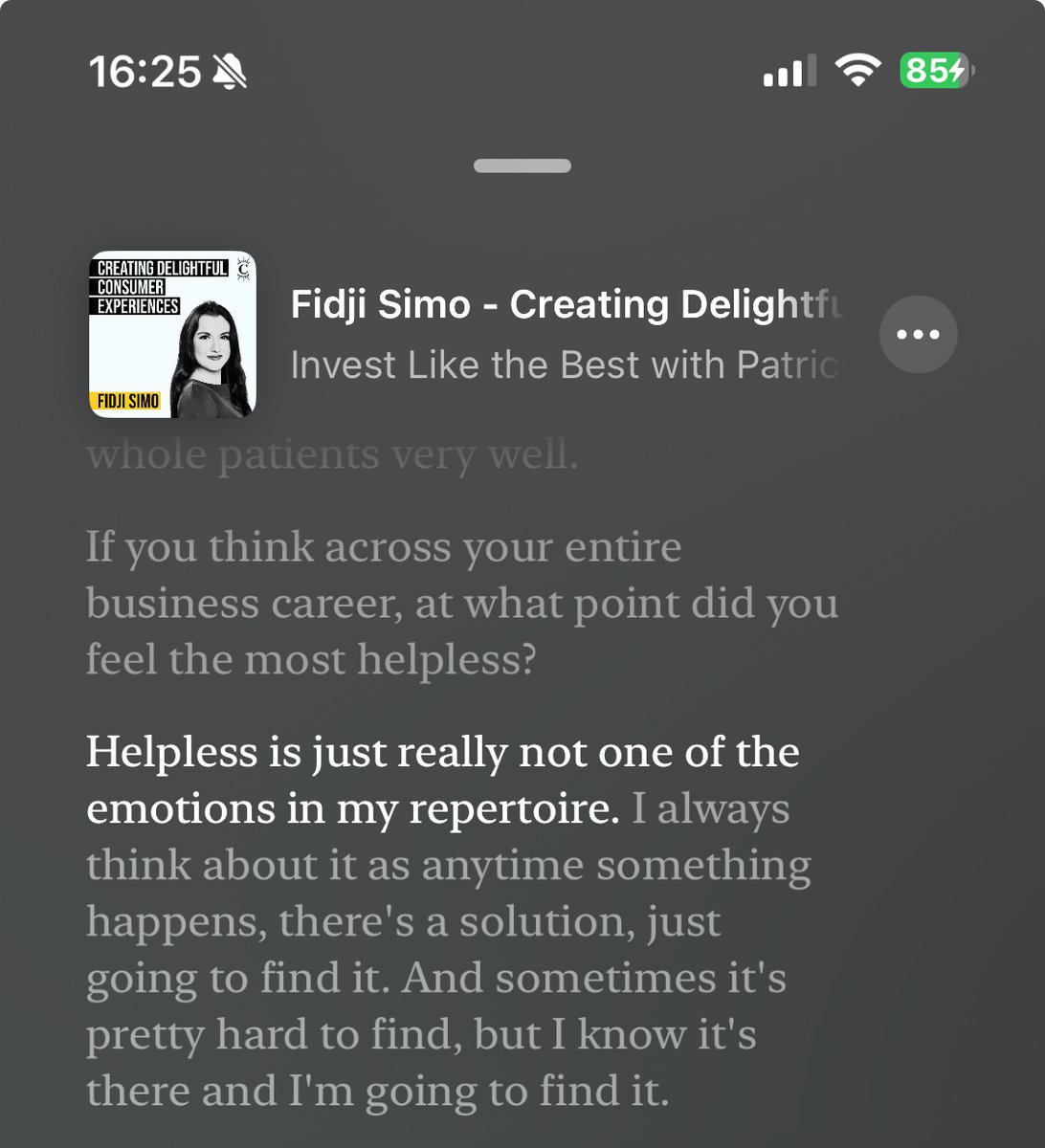 Kenny Oseleononmen (@kenny1g) on Twitter photo Dedicating this bug fix, after two days of banging my head against it, to Fidji’s response when <a href="/patrick_oshag/">Patrick OShaughnessy</a> asked about feeling most helpless in her career:
"Helpless is just really not one of the emotions in my repertoire" Dedicating this bug fix, after two days of banging my head against it, to Fidji’s response when <a href="/patrick_oshag/">Patrick OShaughnessy</a> asked about feeling most helpless in her career:
"Helpless is just really not one of the emotions in my repertoire"