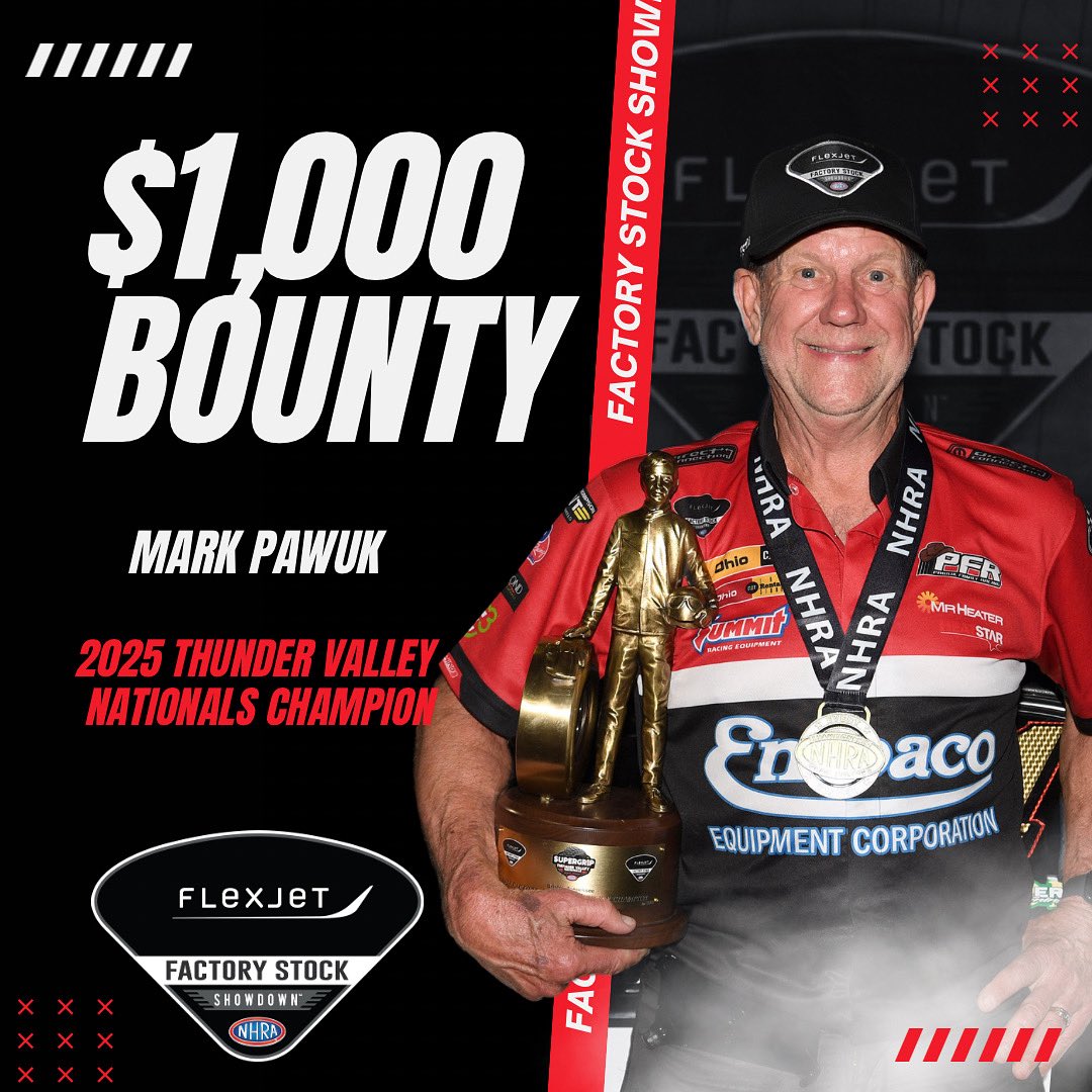 .<a href="/markpawuk_fss/">Mark “Cowboy” Pawuk</a> is the man to beat at Summit Motorsports Park, and there’s $1,000 on the line for anyone who can take him down. 👀💰

Will someone cash in, or will “The Cowboy” ride off with the win at the #NorwalkNats? 

#NHRAFSS  | <a href="/Flexjet/">Flexjet</a>  <a href="/FlexjetCareers/">Flexjet Careers</a>