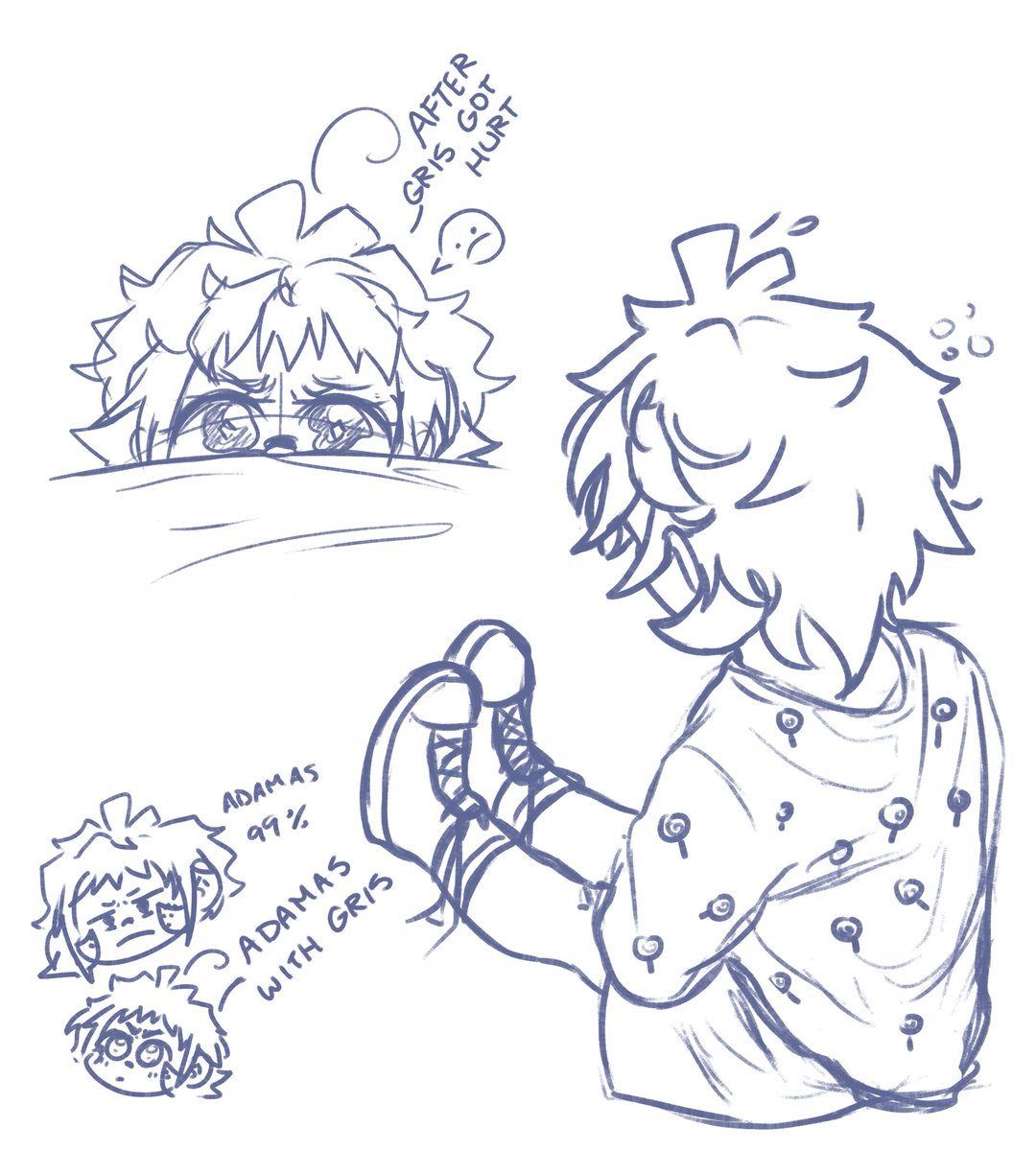 Btw. I had this doodle from months ago that I never finished. This is how Adamas looks like every morning waiting for Gris