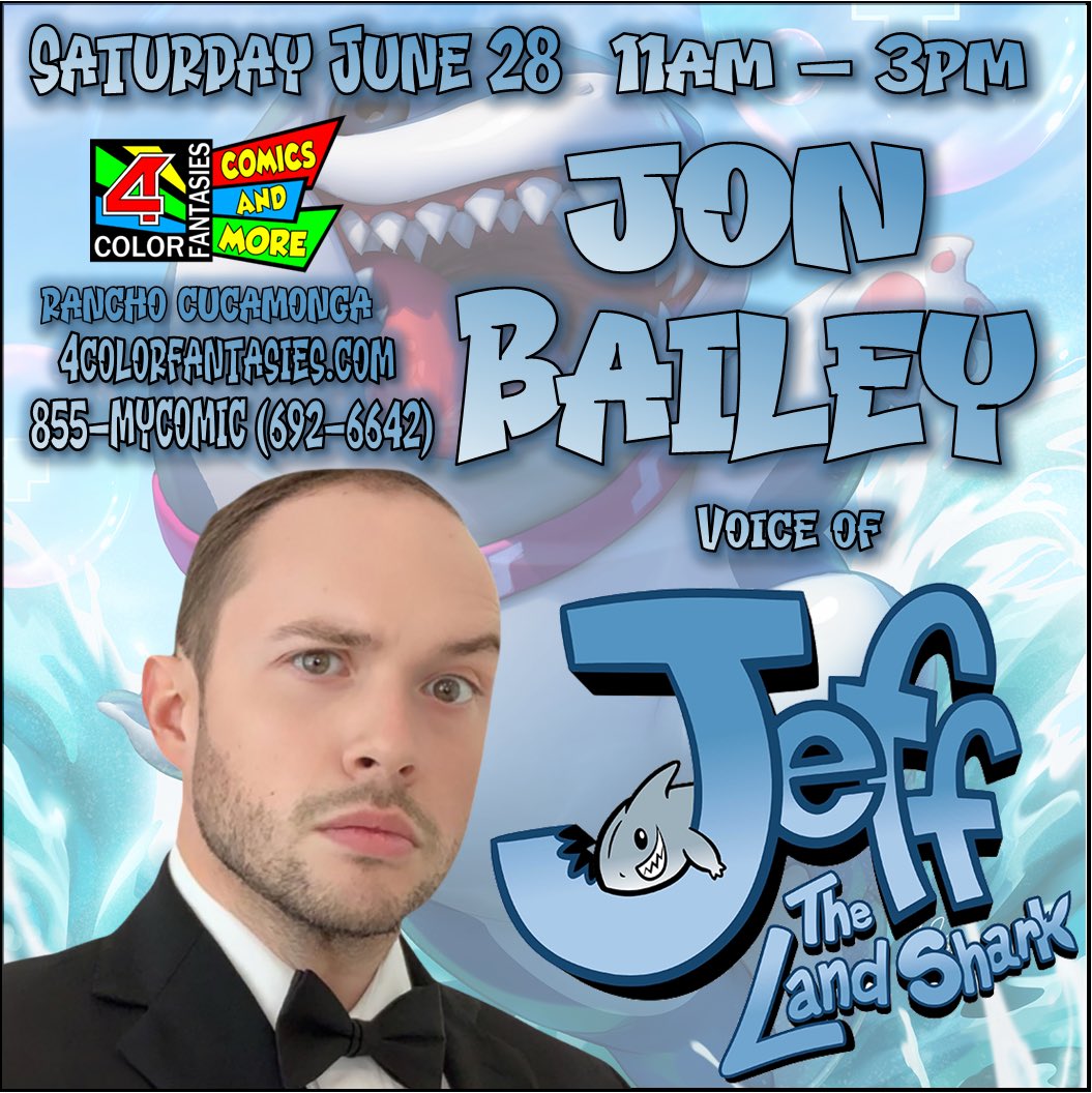 Welcome to 4x Emmy Nominee Jon Bailey voice behind Honest Trailers, Jeff the Land Shark in Marvel Rivals, fan-favorite Transformers like Soundwave in Transformers One and the Bumblebee movie He’ll be signingCopies of Jeff the Land Shark,Marvel Rivals merch &amp; awesome collectibles
