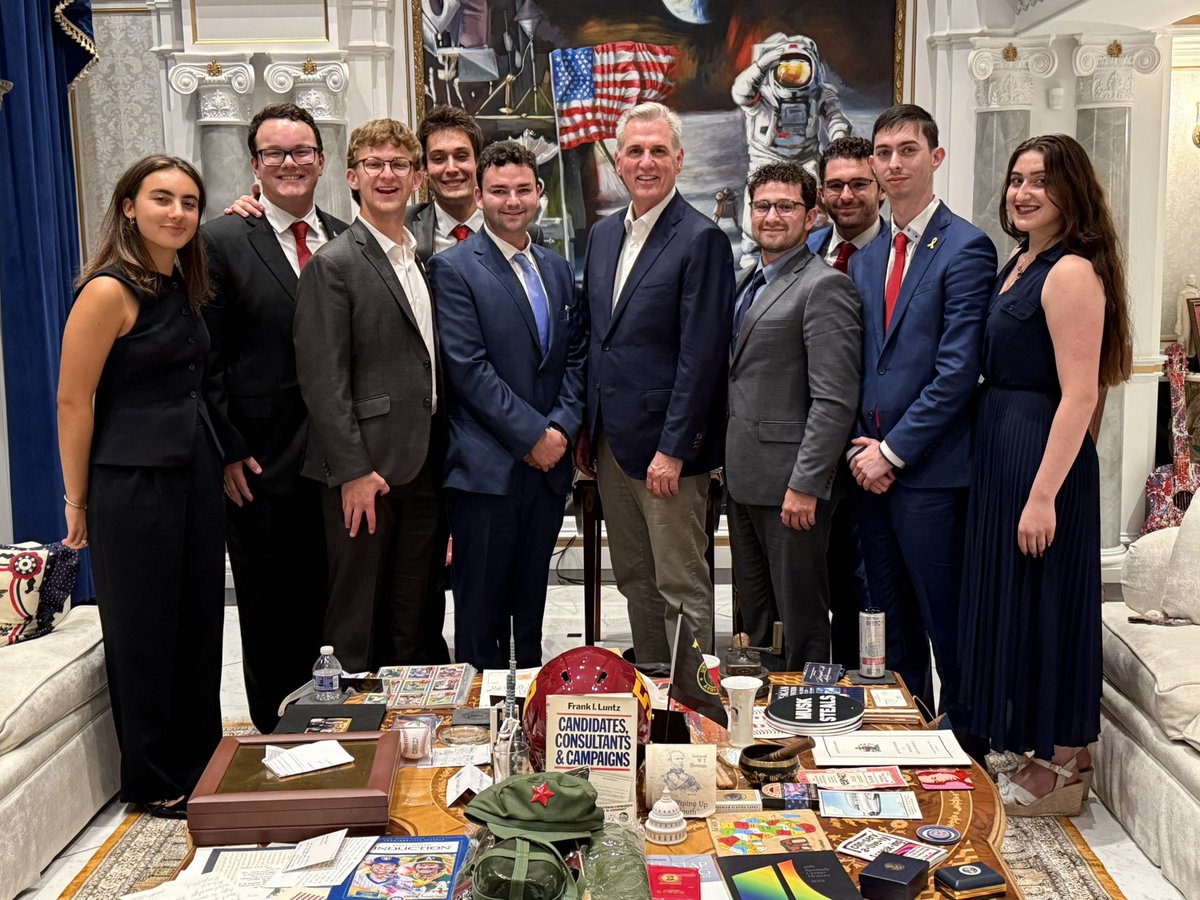 Frank Luntz (@frankluntz) on Twitter photo Former House Speaker Kevin McCarthy meets with the leaders of the <a href="/AEPi/">Alpha Epsilon Pi IHQ</a> fraternity to discuss ending antisemitism on college campuses forever.
It’s a worthy and worthwhile challenge for these exceptional students. Former House Speaker Kevin McCarthy meets with the leaders of the <a href="/AEPi/">Alpha Epsilon Pi IHQ</a> fraternity to discuss ending antisemitism on college campuses forever.
It’s a worthy and worthwhile challenge for these exceptional students.