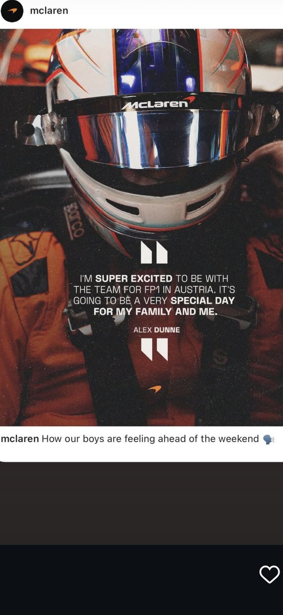 Official <a href="/F1/">Formula 1</a> debut tomorrow morning for Irelands <a href="/alexdunneracing/">Alex Dunne</a> - with <a href="/McLaren/">McLaren</a> -   the best passer in F2