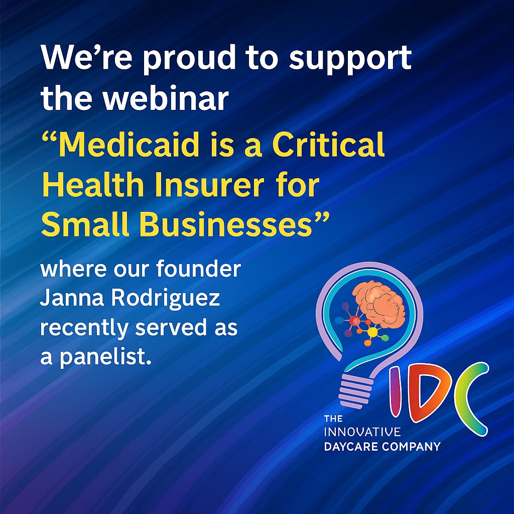 🌱 At IDC, we believe early education and advocacy go hand in hand. Proud to spotlight our webinar feature with Georgetown CCF on why Medicaid matters for small business providers.
🎥 Watch here: vimeo.com/1096723497
🔗 Learn more: ccf.georgetown.edu/2025/06/26/med…
#IDCStrong #SmallBiz