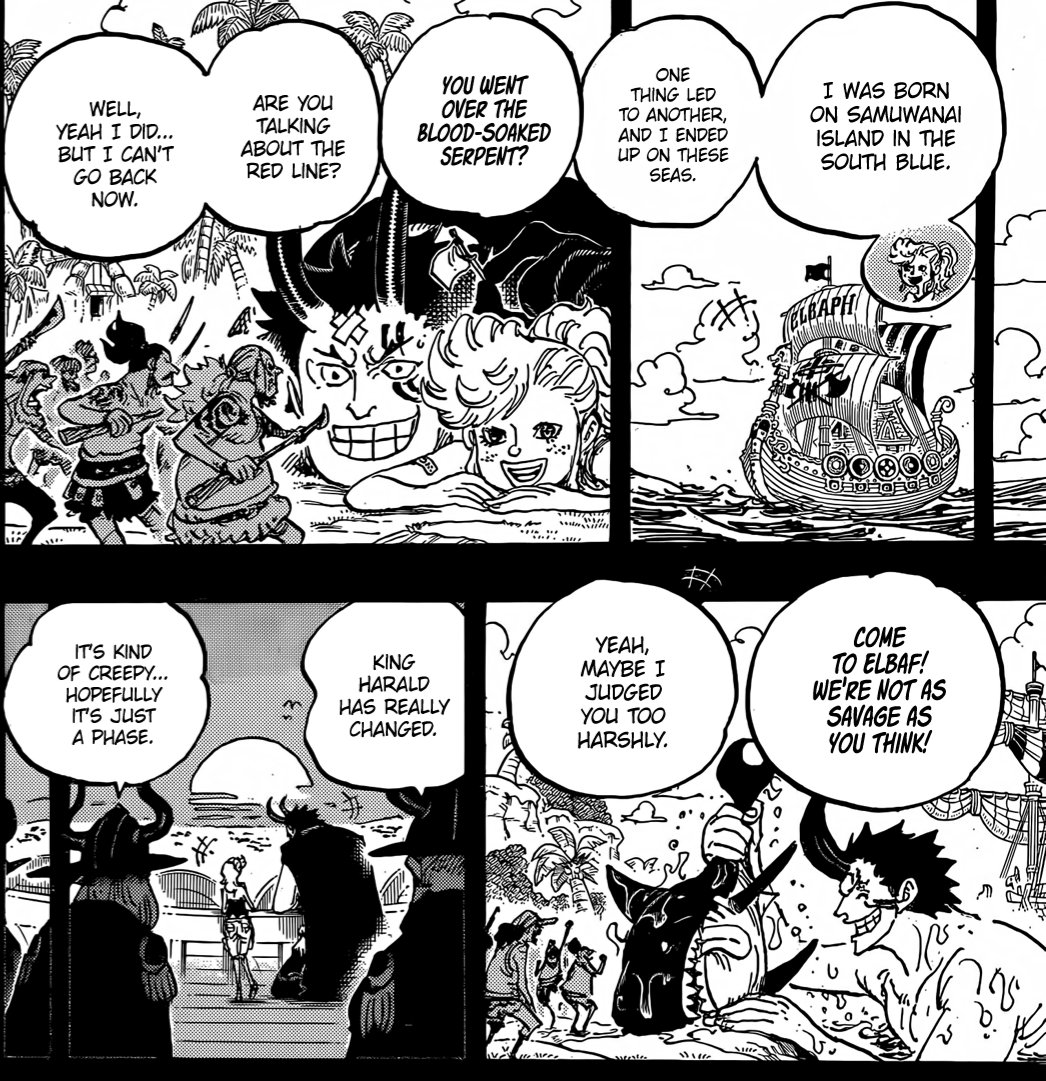 Rainboweemart's tweet image. Oh my they&apos;re so sweet.! 🥺🥺 my whole view of Harald changed after reading this ch now I&apos;m sad he&apos;s dead :(

also troops where true love makes a man better&amp;gt;&amp;gt;&amp;gt; 
#ONEPIECE1153
#ONEPIECE1153SPOILERS