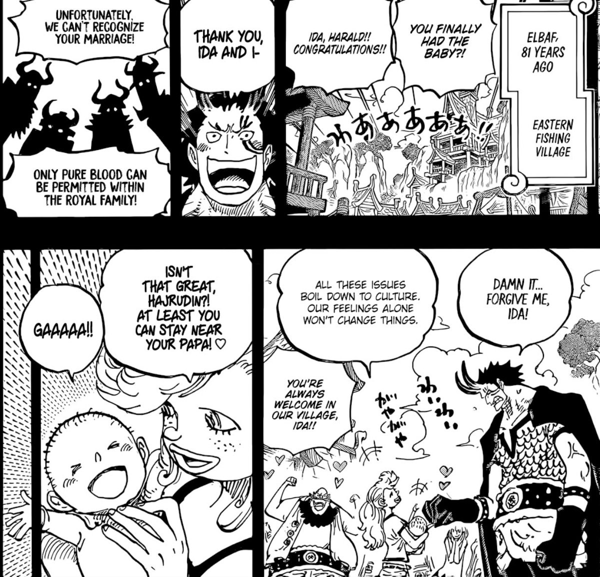 Rainboweemart's tweet image. Oh my they&apos;re so sweet.! 🥺🥺 my whole view of Harald changed after reading this ch now I&apos;m sad he&apos;s dead :(

also troops where true love makes a man better&amp;gt;&amp;gt;&amp;gt; 
#ONEPIECE1153
#ONEPIECE1153SPOILERS
