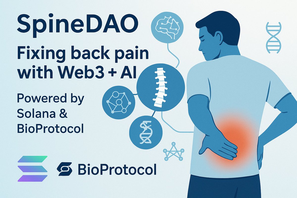 Yusuf_0xx's tweet image. 🧬 Back pain affects 600M+ people globally.
But what if Web3 could help fix it?
Meet @Spine_DAO — a DeSci project on @solana that's building AI tools to prevent & treat back pain, supported by @BioProtocol.
Here’s how it's shaping the future of health & DePIN 👇
#SpineDAO #Sol