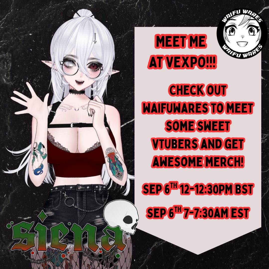Siena_VT's tweet image. GUYS I AM LITERALL CRYING THIS IS A LEGIT DREAM COME TRUE thank you @WaifuWaresUK for the opprotunity and make sure to come check out their booth at VEXPO!