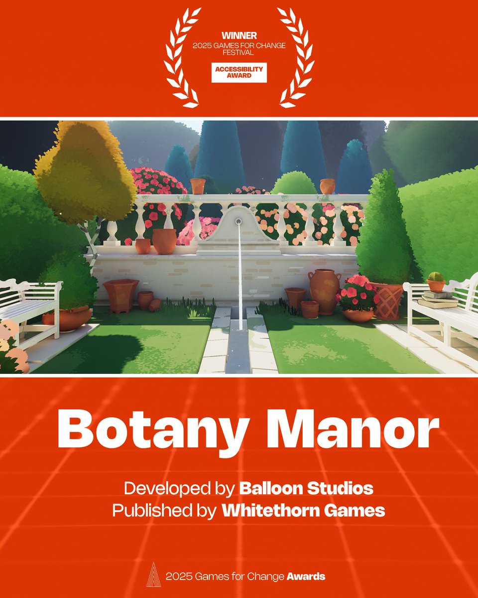 <a href="/Preloaded/">PRELOADED</a> 🕊️ Accessibility Award
 This year’s Accessibility Award goes to Botany Manor, a serene puzzle game that shows how thoughtful design can welcome more players into beautiful worlds. 🌿 #G4C2025