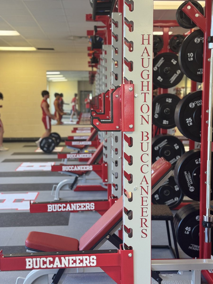 Out with the old and in with the new.

 16 brand new racks, benches, and all new rubber coated plates. We have also installed a new state of the art floor with inlaid platforms for each rack. 

It sure is a great day to be Haughton Buc.

Thank you, Dak Prescott!!!!!!!
