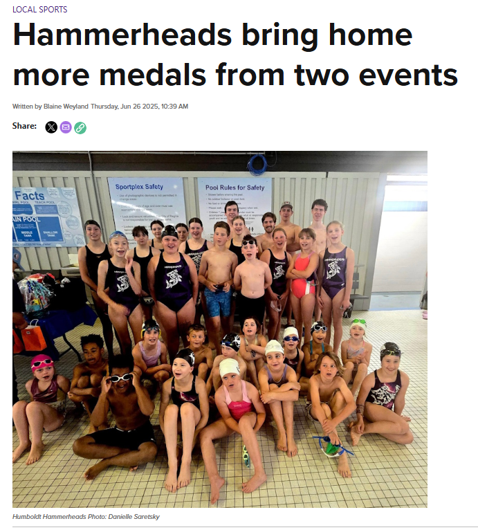 The Humboldt Hammerheads enjoyed a successful weekend at a pair of swim meets.
Check out the full story at discoverhumboldt.