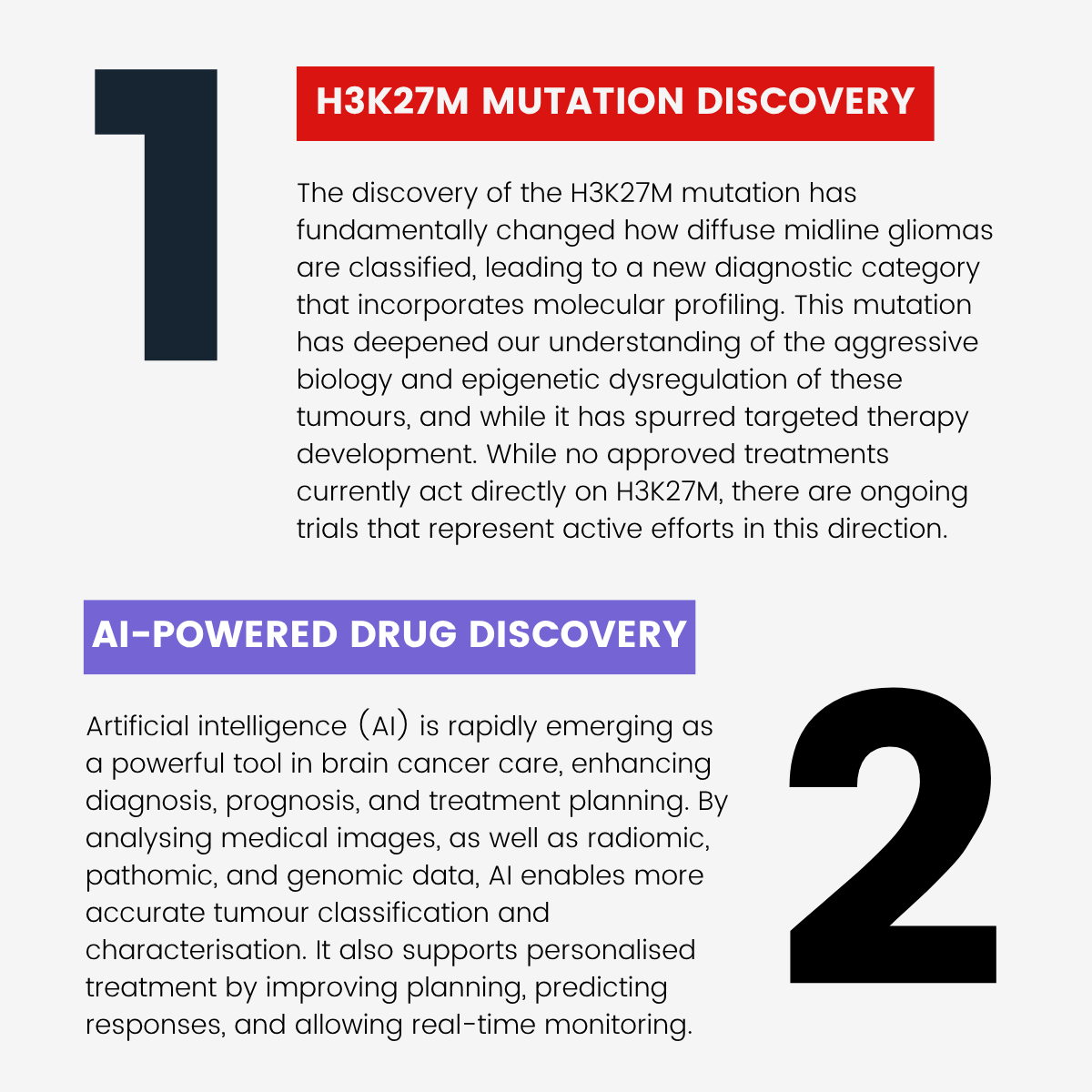 Every breakthrough starts with a discovery. These two game-changing findings are helping fast-track brain cancer research and reimagine what’s possible for patients.

#BrainCancerBreakthroughs #CureBrainCancer #MedicalResearch #AIInMedicine #ForBrainCancer #HopeThroughScience