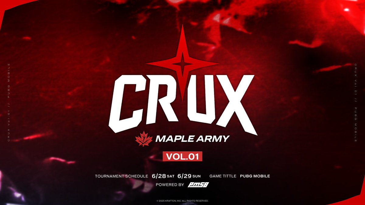 CRUX|MAPLE ARMY (@crux_pubgm) on Twitter photo 🔥CRUX PUBG MOBILE Vol.1🔥
明日、6/28(土)よりCRUX がついに開幕‼️
初代王者はいったいどのチームになるのか✨
📅スケジュール
Day1:6/28(土)
Day2:6/29(日)
🎥配信チャンネル
youtube.com/@_PMSB_
#CRUX_MA #PUBGMOBILE 🔥CRUX PUBG MOBILE Vol.1🔥
明日、6/28(土)よりCRUX がついに開幕‼️
初代王者はいったいどのチームになるのか✨
📅スケジュール
Day1:6/28(土)
Day2:6/29(日)
🎥配信チャンネル
youtube.com/@_PMSB_
#CRUX_MA #PUBGMOBILE