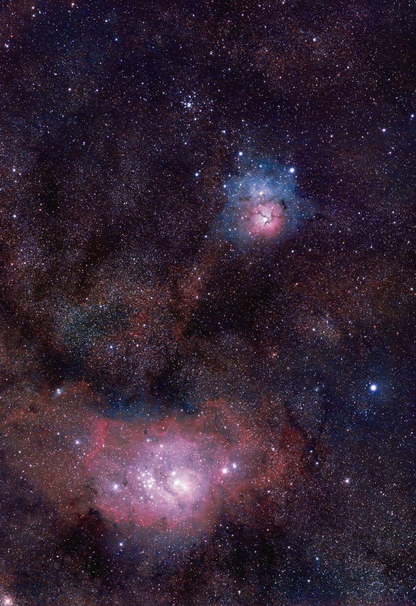 onecolor30001's tweet photo. #M8 #M20 #FS60CB #Astrophotography
2021年7月撮影のM8,M20の当時処理した画像と改めて再処理した画像。この4年間で処理ソフトもStellaImageからPixInsightに変わり,処理にも慣れ,多少はスキルアップできました。 https://t.co/qqtLxWDRgS