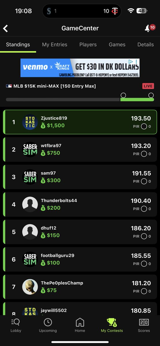 TiltCityDFS's tweet photo. @StokasticHOF 🥵🥵🥵what a sweat. Low owned rain delay☔️@StokasticMLB @EricLindquist @JoshEngleman https://t.co/QXMqBtdFyV