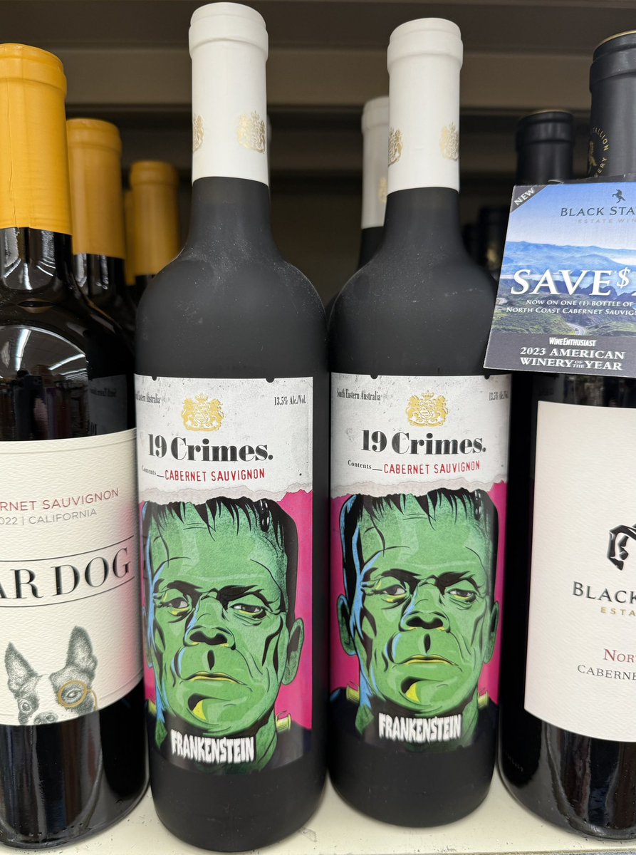 Look, I’m not a big wine guy. But when I see Frankenstein Wine at my local grocery store, it’s an instant buy. I’ll age it until October…