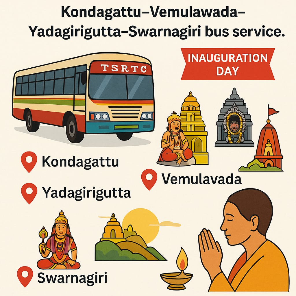 Dm_Jgtl_tgsrtc's tweet image. &quot;Today, the Jagtial Depot Manager inaugurated the Kondagattu–Vemulawada–Yadagirigutta–Swarnagiri bus service. #Tgsrtc #Telangana #DevotionalTour&quot;
#Jagtialdepot