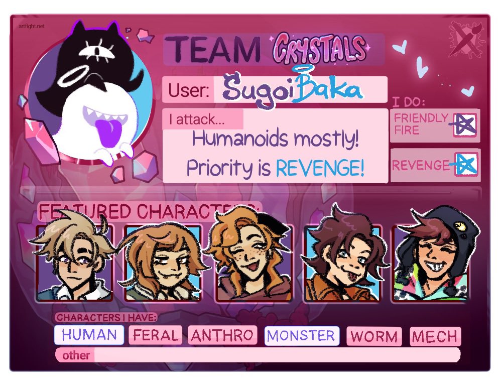 Sugoi_Baka's tweet photo. Ready your stationary and prepare to lose! ⚔️ 
Team Crystals is coming for you 🫵🏻
#artfight #artfight2025 #Artfightteamcrystals https://t.co/dOkf6eSg3P