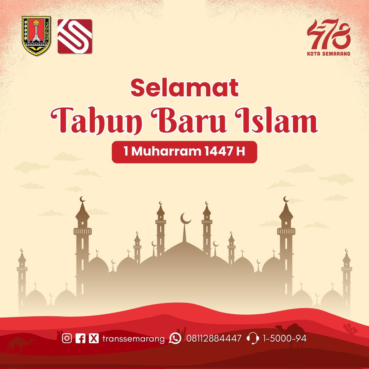 Trans Semarang (@transsemarang) on Twitter photo Selamat Tahun Baru Islam 1 Muharram 1447 Hijriah #SobatTS
Semoga Allah SWT senantiasa melimpahkan rahmat, hidayah, dan keberkahan kepada kita semua. Semoga kita senantiasa diberikan perlindungan
<a href="/IswarAminuddin/">Iswar Aminuddin</a>
<a href="/Dishubkotasmg/">Dishub Kota Semarang</a>
#TransSemarang
#TerusBerbenah Selamat Tahun Baru Islam 1 Muharram 1447 Hijriah #SobatTS
Semoga Allah SWT senantiasa melimpahkan rahmat, hidayah, dan keberkahan kepada kita semua. Semoga kita senantiasa diberikan perlindungan
<a href="/IswarAminuddin/">Iswar Aminuddin</a>
<a href="/Dishubkotasmg/">Dishub Kota Semarang</a>
#TransSemarang
#TerusBerbenah