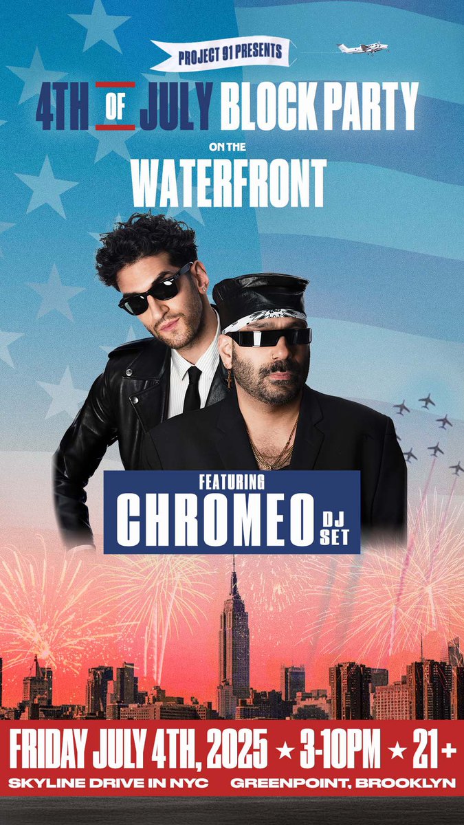 Chromeo's tweet image. Funklordz 2025 DJ mission continues July 4 right at home in NYC! link.dice.fm/Nb5bd1efb9db
