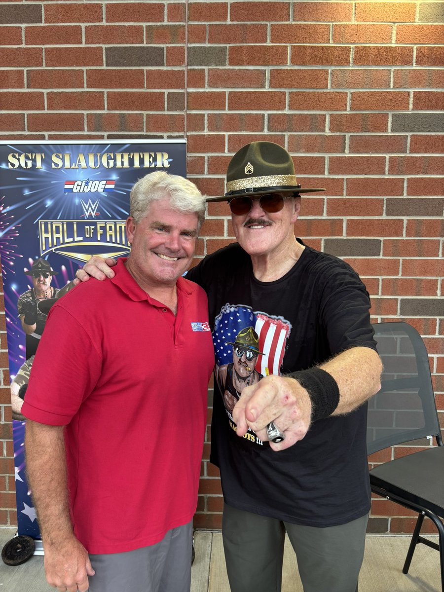 JimmyTreacy's tweet image. Sgt Slaughter in the house for the @TriStCoalCats game.  Highlights tonight on @WSAZSportsPlus @WSAZnews @KeithMorehouse @AppyLeague