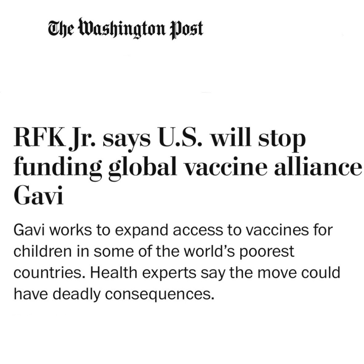 HillaryClinton's tweet image. Let’s be absolutely clear. This decision, based on fringe conspiracy theories, will kill children.
washingtonpost.com/health/2025/06…