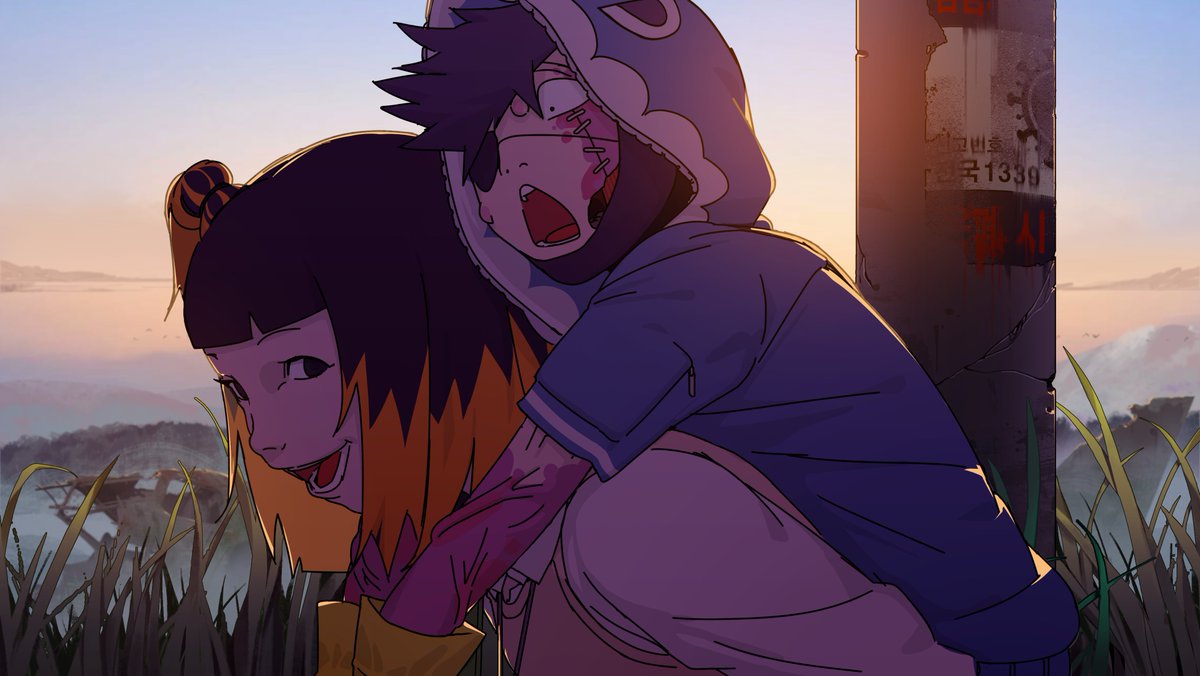 " I can walk! " " I know you can but just let me carry you for 10 more minutes "

#쿠소좀비 #kusozombie #conceptart #lineart #art #drawing