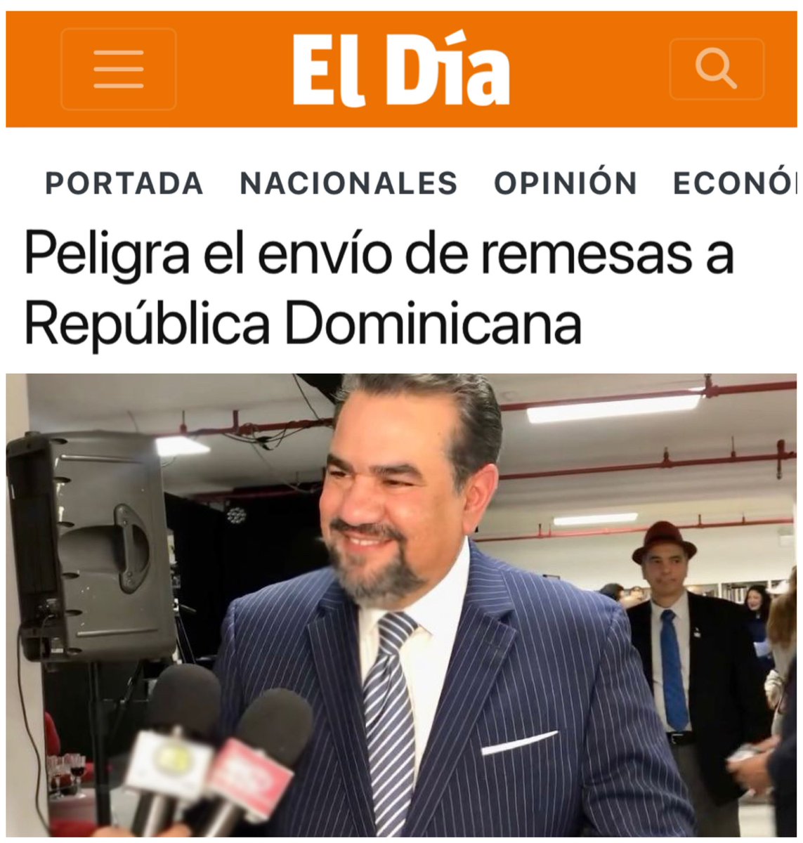 Gracias al Periódico El Día por la entrevista. 

Peligra el envío de #remesas a #RD 
eldia.com.do/peligra-el-env…