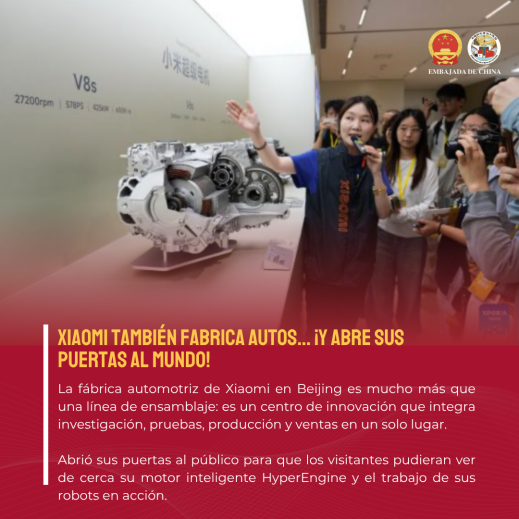 EmbChinaPa's tweet image. La fábrica de autos de Xiaomi en Beijing abre sus puertas al público para mostrar cómo diseña, prueba y fabrica sus vehículos de última generación con inteligencia artificial y robótica avanzada. 🤖✨
#XiaomiAuto #HyperEngine #FábricaInteligente #InnovaciónChina #MovilidadFutura