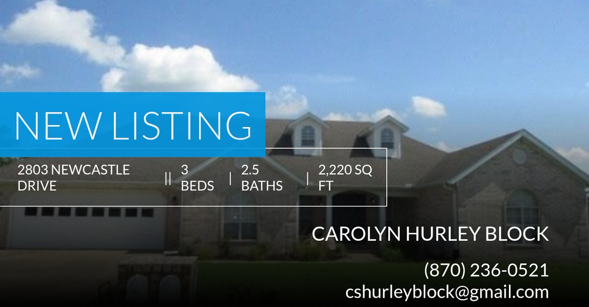 HurleyBlock's tweet image. 📍 New Listing 📍 Take a look at this fantastic new property that just hit the market located at 2803 Newcastle Drive in Paragould. Reach out here or at (870) 236-0521 for more information homeforsale.at/2803_NEWCASTLE…