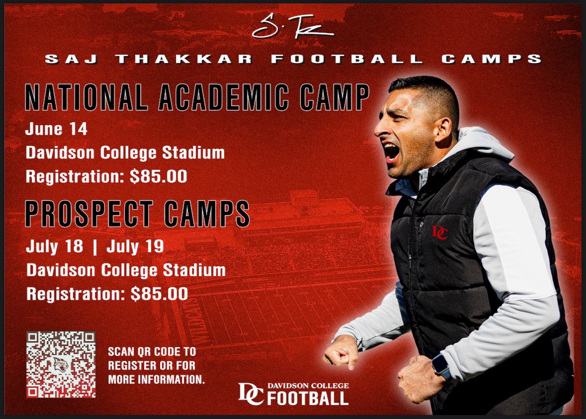 2️⃣ chances left this summer to compete, get coached by our staff, and get in the boat!

The ‘26 class is filling up fast! Don’t miss out!

davidsonfootball.totalcamps.com

#GoCats