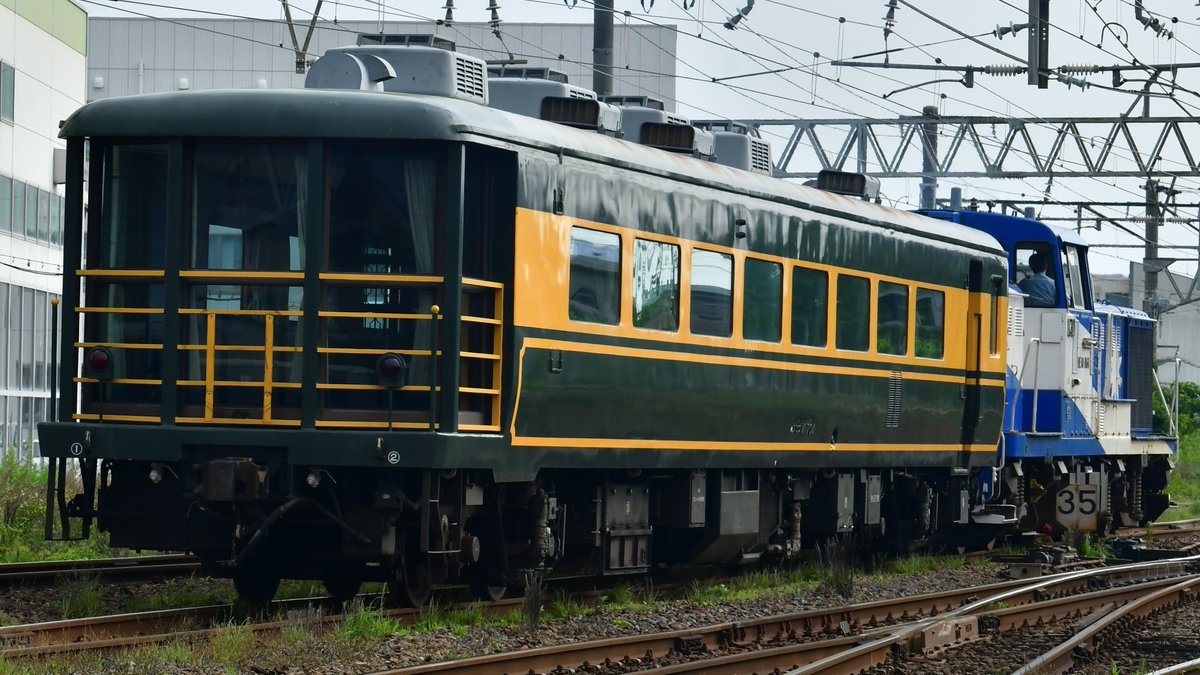 RANNINGtrainbas's tweet photo. 試5791レ
GT入場配給（廃車回送）
ⅮE10－1161＋サロンカーなにわ展望車スロフ14ｰ704
＠津山街道踏切、＠後藤
撮影された方々お疲れさまでした。 https://t.co/Wkq7etZCop