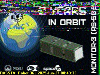 MONITOR-3 SSTV 00:38UTC pass over Japan. Unfortunately a little bit damaged by QRM. #SSTV