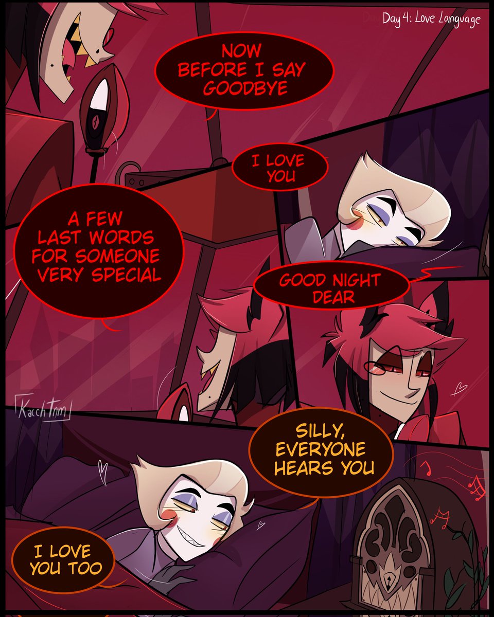 KacchTnm's tweet image. Day 4: Love Language ๐๐ฆ
Alastor knew he would listen to him.. โฅ๏ธ
#HazbinHotel #radioapple #RadioAppleWeek2025