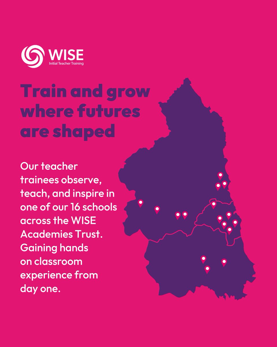 Thinking about teaching? Train with us at one of 16 <a href="/WiseAcademies/">Wise Academies</a> and learn from expert teachers and mentors 👩‍🏫

With our school-based approach, you're in the classroom from day one.

Start your journey: wiseacademies.co.uk/wise-itt/

#TrainWithWISEITT