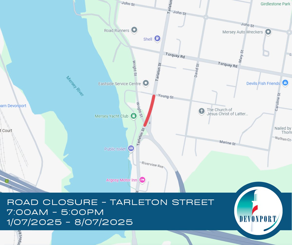 Road Closure – Tarleton Street

Please be advised that Tarleton St (between Wright St &amp; Young St) will be closed from Tuesday 1 July to Tuesday 8 July 2025, between 7:00am &amp; 5:00pm daily.

Thank you for your understanding.